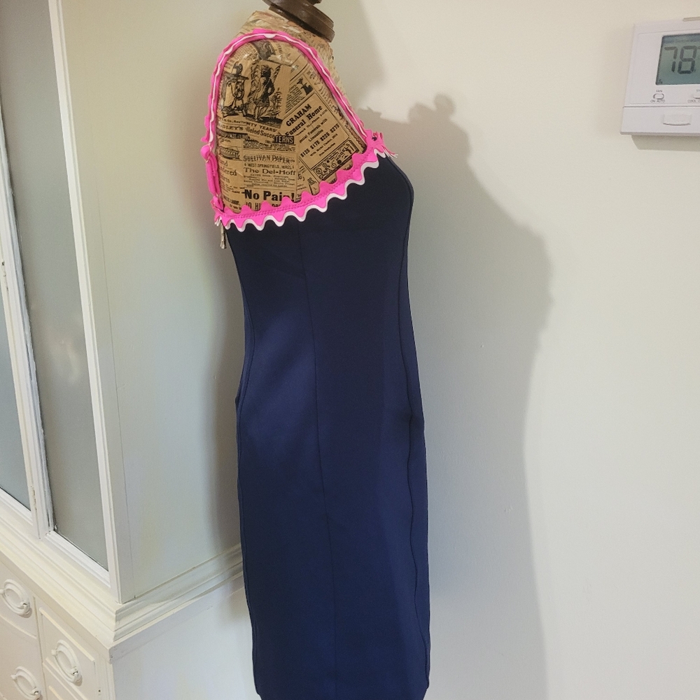 Lilly Pulitzer Shelbee True Navy And Pink Stretch Bodycon Mini Dress  Sz S - Picture 5 of 14